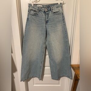 Zara Light Blue Elephant Leg TRF Low Rise Jeans